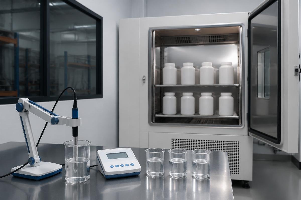pH stability testing setup