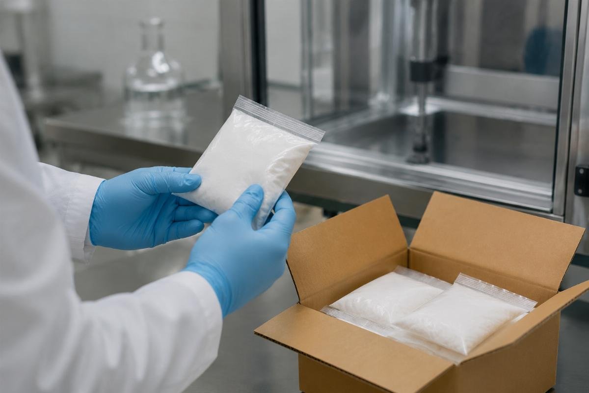 Sealed food additive sample with COA