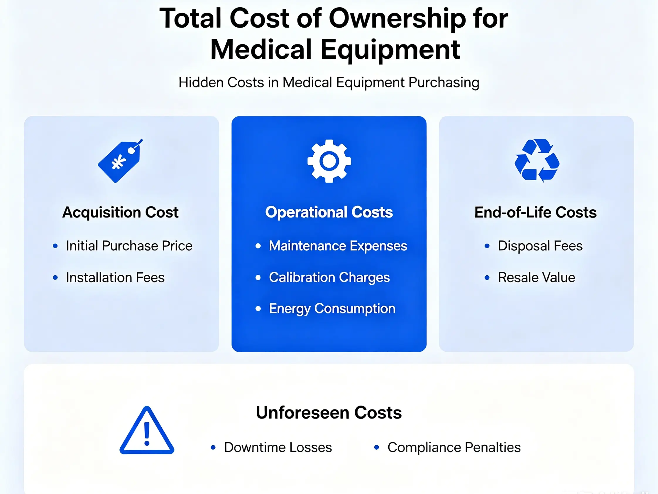 Total cost of ownership for medical equipment
